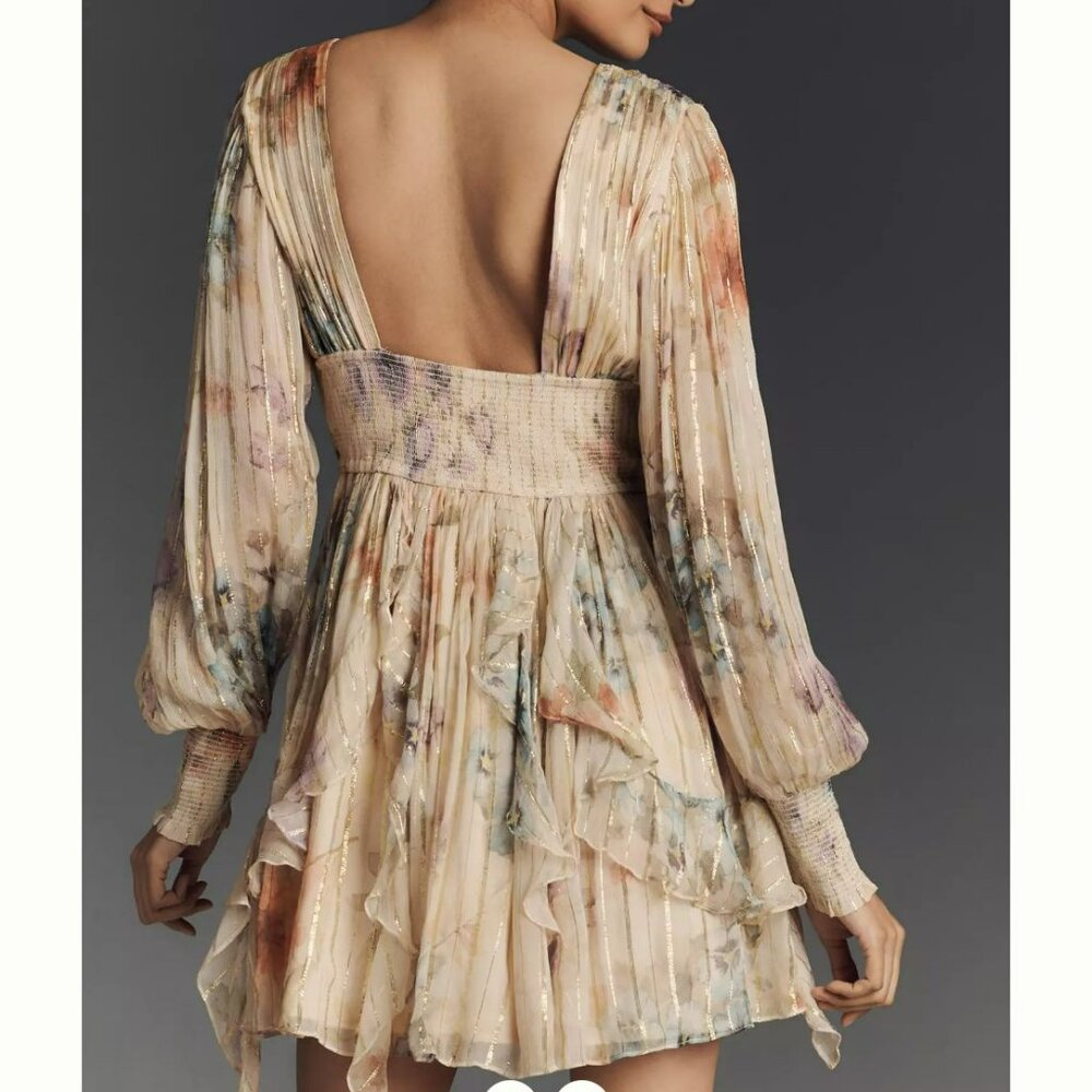 Anthropologie Forever That Girl V-Neck Lurex Mini Dress - Picture 3 of 14